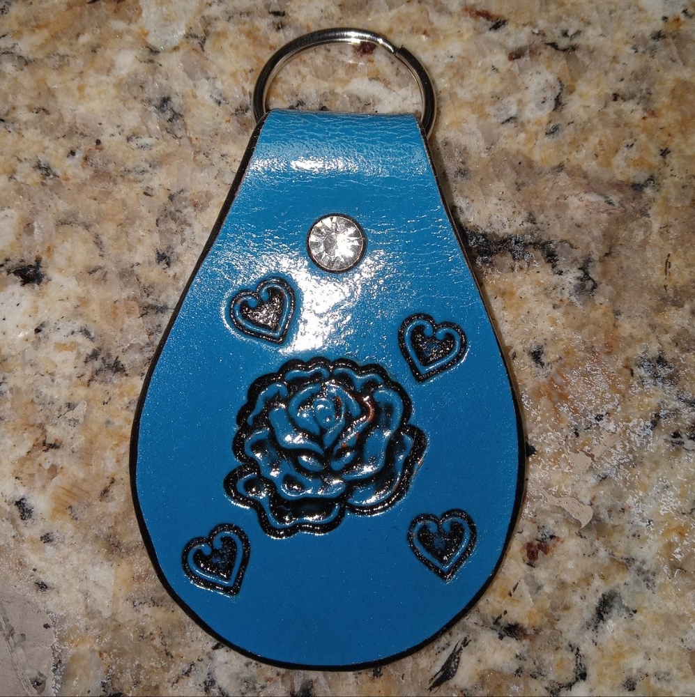 Leather Handcrafted Rose Keychain